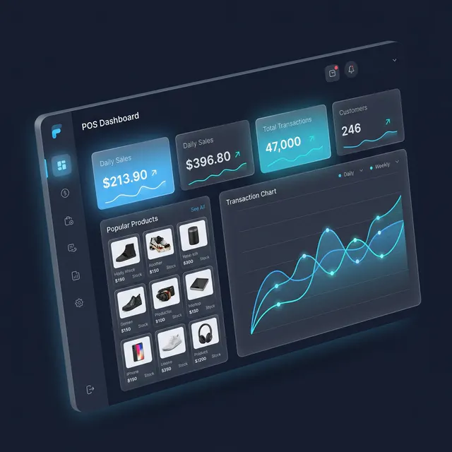 Mockup dashboard KasirKu menampilkan ringkasan penjualan harian